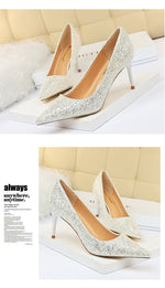 Rhinestone Women Shoes Sexy High Heels Pointed Women Shoes Pumps Women Heels Bling Bridal Wedding Shoes Ladies Plus Size 42 43