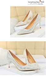 Rhinestone Women Shoes Sexy High Heels Pointed Women Shoes Pumps Women Heels Bling Bridal Wedding Shoes Ladies Plus Size 42 43