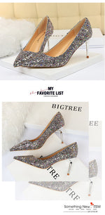 Rhinestone Women Shoes Sexy High Heels Pointed Women Shoes Pumps Women Heels Bling Bridal Wedding Shoes Ladies Plus Size 42 43