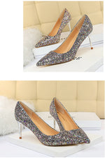 Rhinestone Women Shoes Sexy High Heels Pointed Women Shoes Pumps Women Heels Bling Bridal Wedding Shoes Ladies Plus Size 42 43