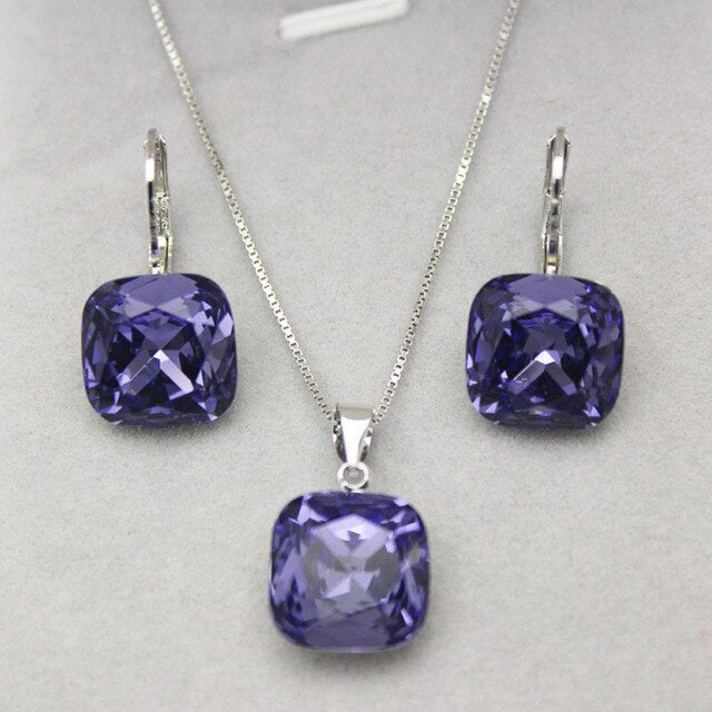 11.11 SALE Fashion Jewelry Sets Bridal 12mm Austrian Crystal Necklace Set for Women Stones Earring Jewellery Parure Bijoux Femme