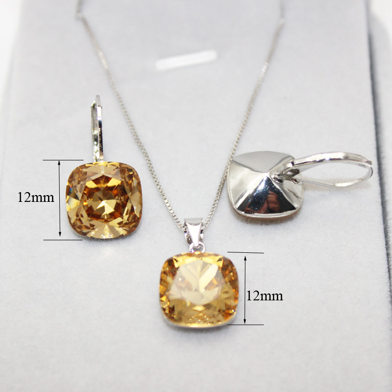 11.11 SALE Fashion Jewelry Sets Bridal 12mm Austrian Crystal Necklace Set for Women Stones Earring Jewellery Parure Bijoux Femme