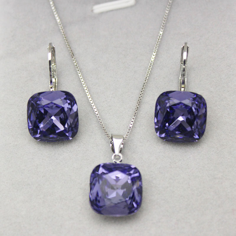 11.11 SALE Fashion Jewelry Sets Bridal 12mm Austrian Crystal Necklace Set for Women Stones Earring Jewellery Parure Bijoux Femme