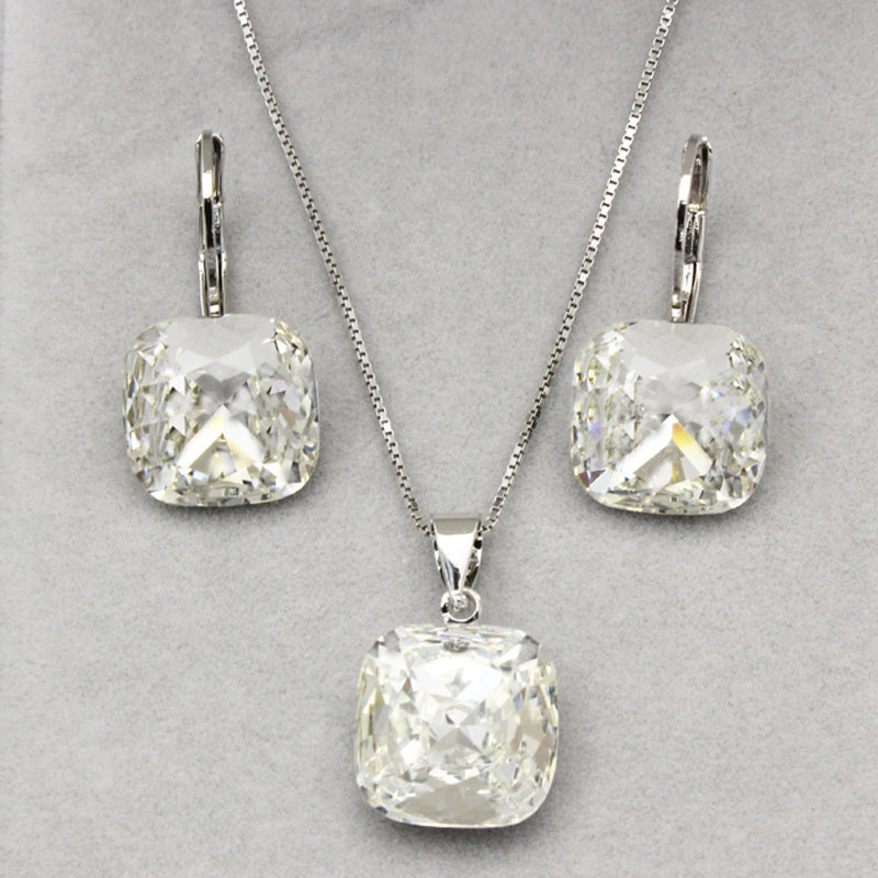 11.11 SALE Fashion Jewelry Sets Bridal 12mm Austrian Crystal Necklace Set for Women Stones Earring Jewellery Parure Bijoux Femme