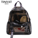 TINYAT Clear PVC Women Backpack Transparent Fashion Solid Backpack Travel School Backpack Bag for Teenage Girls Mochila Children