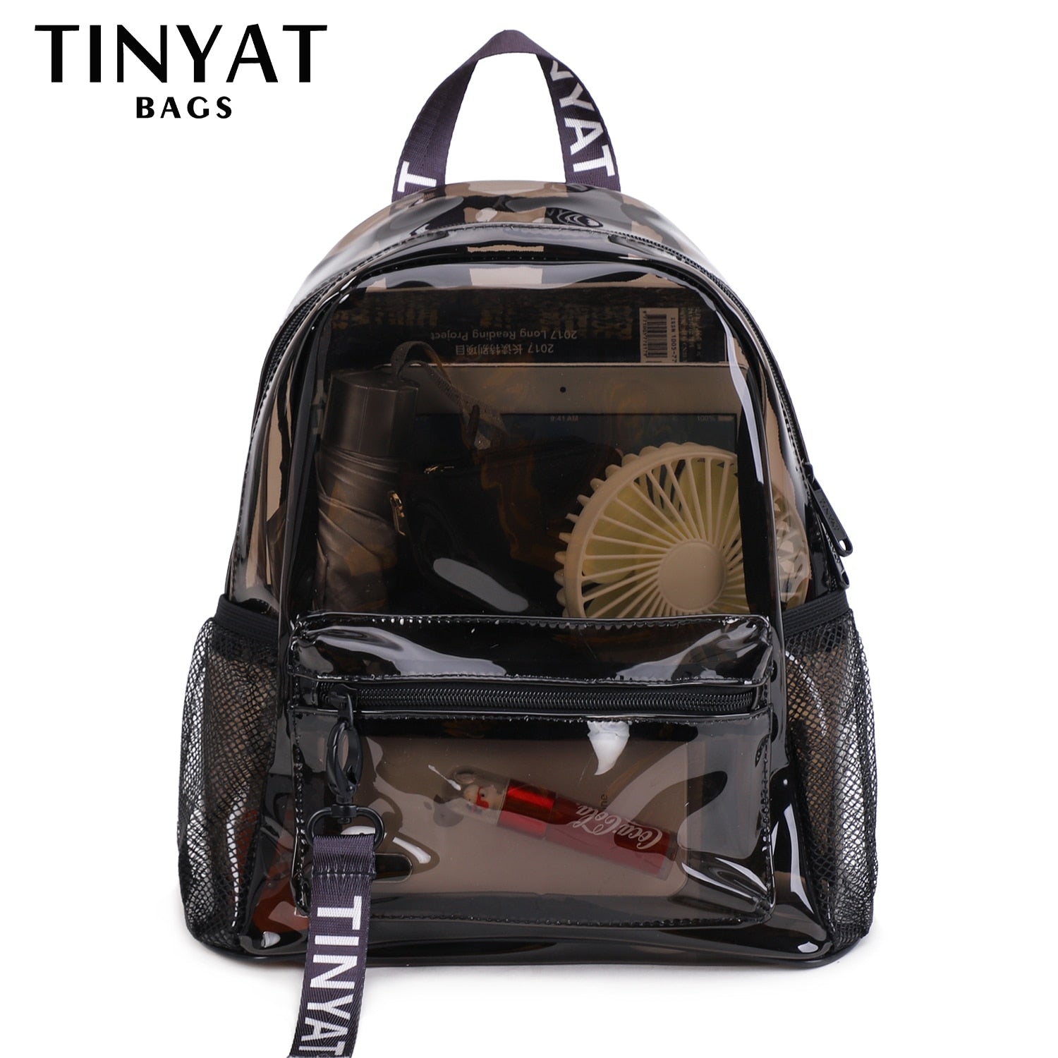 TINYAT Clear PVC Women Backpack Transparent Fashion Solid Backpack Travel School Backpack Bag for Teenage Girls Mochila Children