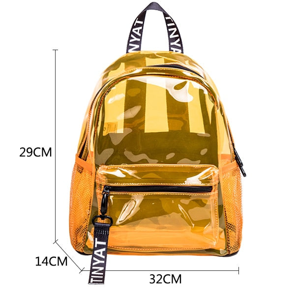 TINYAT Clear PVC Women Backpack Transparent Fashion Solid Backpack Travel School Backpack Bag for Teenage Girls Mochila Children