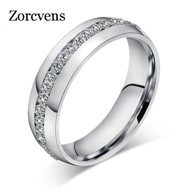ZORCVENS 2020 New Fashion Crystal Rings for Women Gold Color Color Stainless Steel Jewerly Gifts