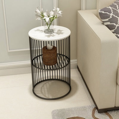 High Quality Nordic Small Marble Coffee Table Side Table Corner Living Room Round Tea Table Simple Modern Bedside Table