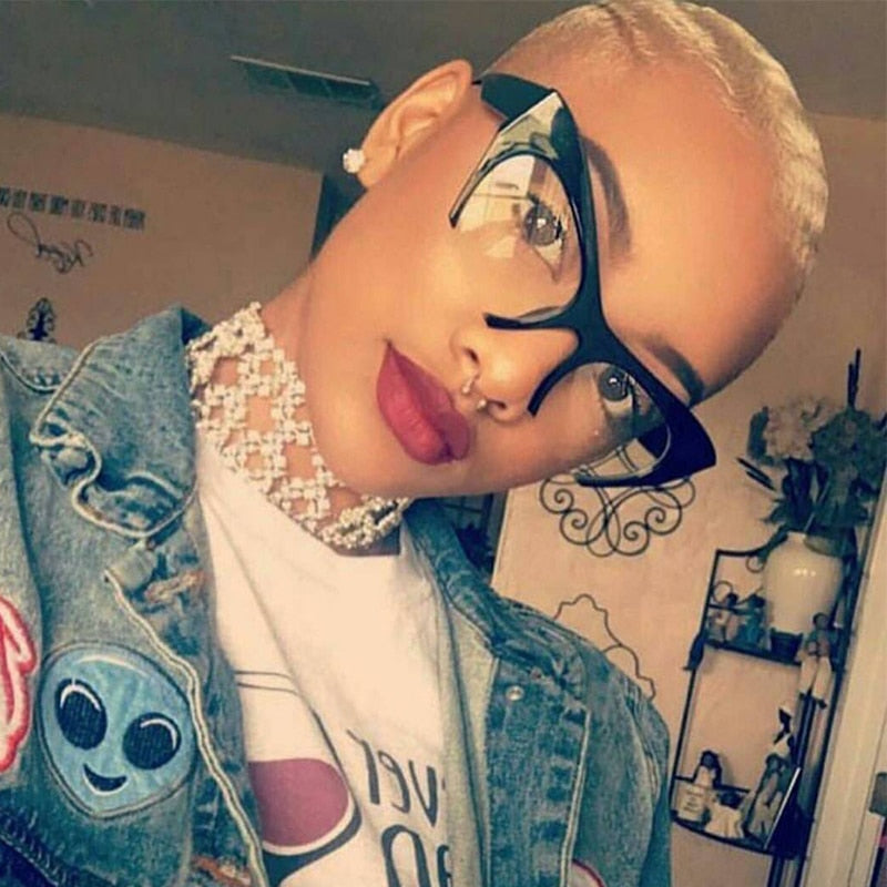 QPeClou Small Half Frame Cat Eye Glasses Frame Women Brand Vintage Cateye Clear Lens Glasses Ladies Oculos 2017 Eyeglasses Frame