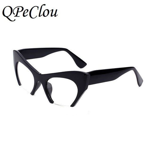 QPeClou Small Half Frame Cat Eye Glasses Frame Women Brand Vintage Cateye Clear Lens Glasses Ladies Oculos 2017 Eyeglasses Frame