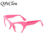 QPeClou Small Half Frame Cat Eye Glasses Frame Women Brand Vintage Cateye Clear Lens Glasses Ladies Oculos 2017 Eyeglasses Frame