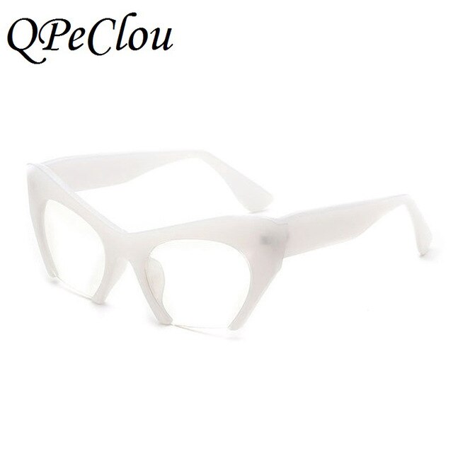 QPeClou Small Half Frame Cat Eye Glasses Frame Women Brand Vintage Cateye Clear Lens Glasses Ladies Oculos 2017 Eyeglasses Frame