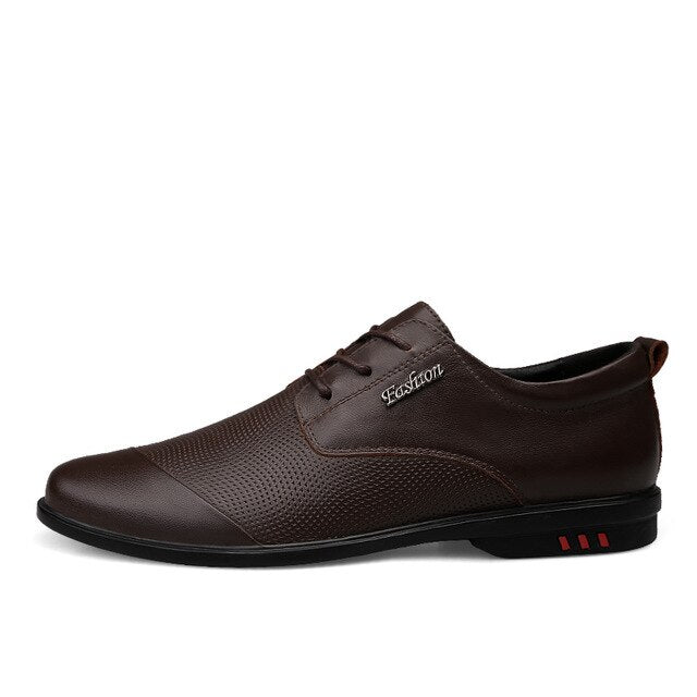 2020 new men's dress shoes genuine leather stitching classics black & brown shoe man elegant wedding office formal shoes for men
