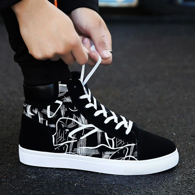 High Top PU Leather Mens Shoes Sports Shoes Sport Man Running Sneakers for Men Black Mens Tennis Shoes Athletic Jogging E-347