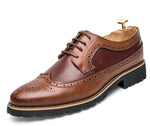 YIGER New Men Brogue shoes Bullock Men Dress Shoes Man Wedding shoes Lace-up Mixed color Red/Yellow   0077