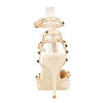 Rivet High Heels Luxury Designer Women Shoes Ladies Pumps Sexy Spring Summer 2019 Fashion Sandals Office Dress White Black Shoes
