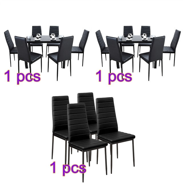 Panana Dining table set with 4/6 pcs Chairs Faux Leather High Metal Leg Padded Seat Kitchen