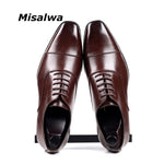 Misalwa Cap-toe Classic Men Dress Shoes Wing-tip Derby PU Leather Big Size 38-46 3.5CM Heel Elegant Suit Business Formal Oxfords