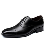 Misalwa Cap-toe Classic Men Dress Shoes Wing-tip Derby PU Leather Big Size 38-46 3.5CM Heel Elegant Suit Business Formal Oxfords