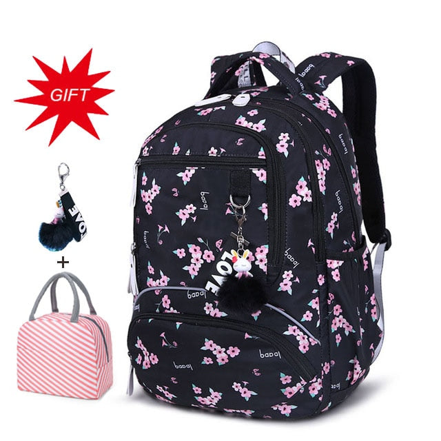 Large Capacity Schoolbag Student School Backpack Floral Printed Primary School Bags Bookbags for Teenage Girls Kds Backpack