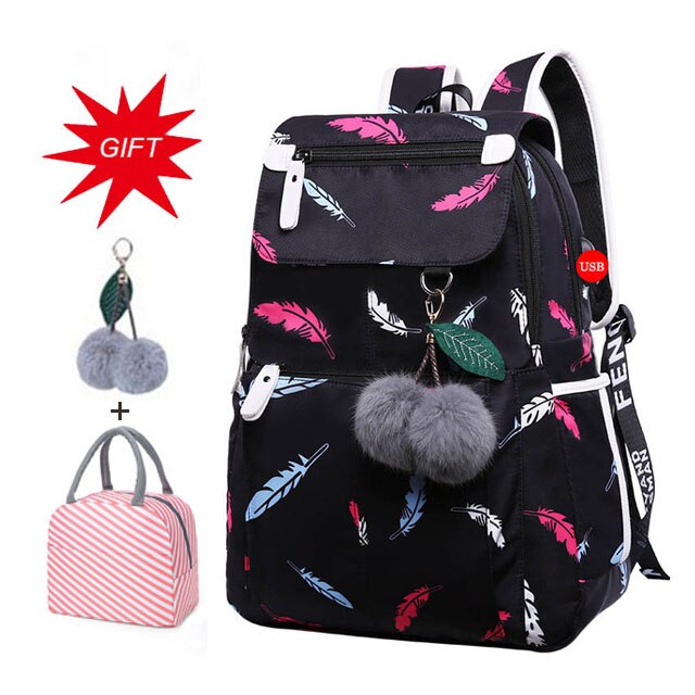 Large Capacity Schoolbag Student School Backpack Floral Printed Primary School Bags Bookbags for Teenage Girls Kds Backpack