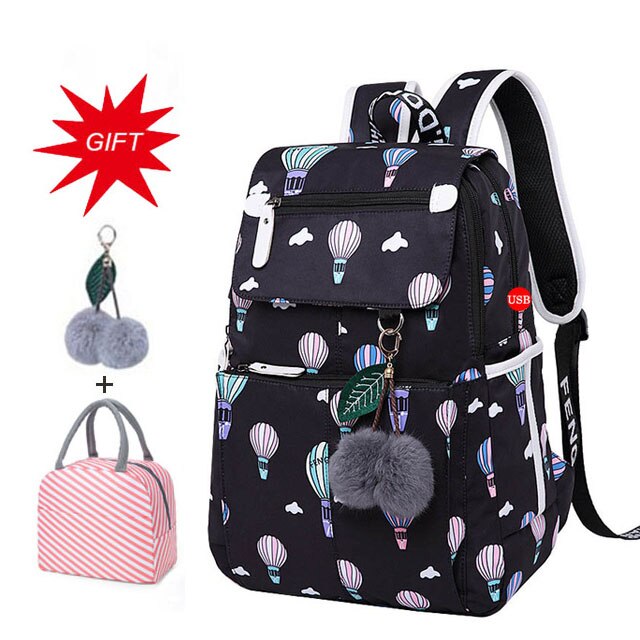 Large Capacity Schoolbag Student School Backpack Floral Printed Primary School Bags Bookbags for Teenage Girls Kds Backpack