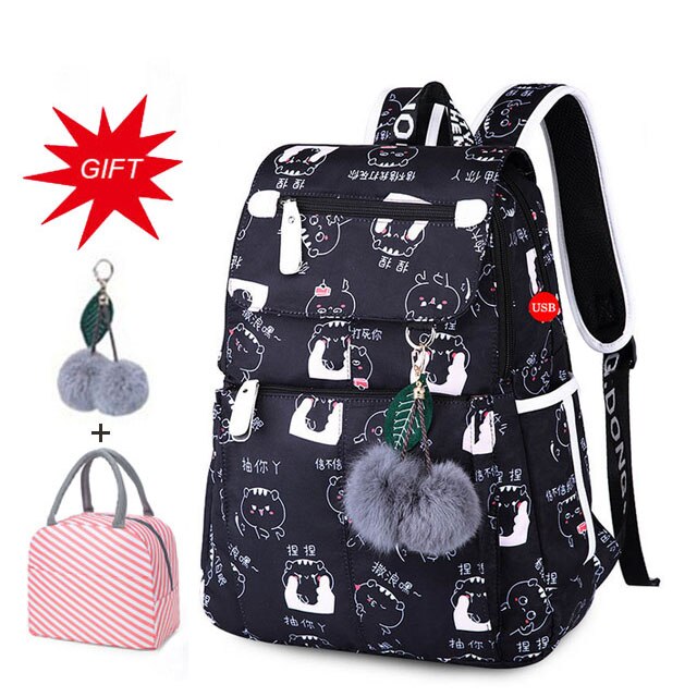 Large Capacity Schoolbag Student School Backpack Floral Printed Primary School Bags Bookbags for Teenage Girls Kds Backpack