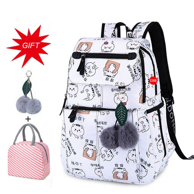 Large Capacity Schoolbag Student School Backpack Floral Printed Primary School Bags Bookbags for Teenage Girls Kds Backpack