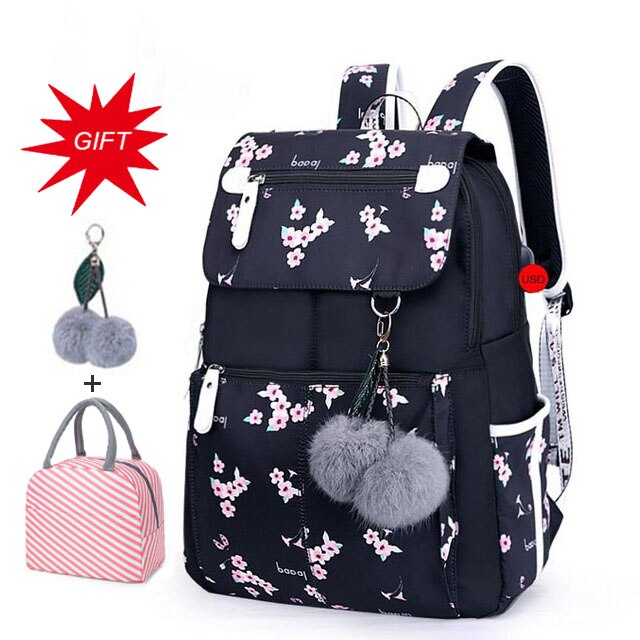 Large Capacity Schoolbag Student School Backpack Floral Printed Primary School Bags Bookbags for Teenage Girls Kds Backpack