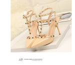 Rivet High Heels Luxury Designer Women Shoes Ladies Pumps Sexy Spring Summer 2019 Fashion Sandals Office Dress White Black Shoes