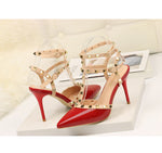Rivet High Heels Luxury Designer Women Shoes Ladies Pumps Sexy Spring Summer 2019 Fashion Sandals Office Dress White Black Shoes