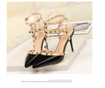 Rivet High Heels Luxury Designer Women Shoes Ladies Pumps Sexy Spring Summer 2019 Fashion Sandals Office Dress White Black Shoes