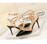 Rivet High Heels Luxury Designer Women Shoes Ladies Pumps Sexy Spring Summer 2019 Fashion Sandals Office Dress White Black Shoes