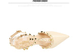 Rivet High Heels Luxury Designer Women Shoes Ladies Pumps Sexy Spring Summer 2019 Fashion Sandals Office Dress White Black Shoes