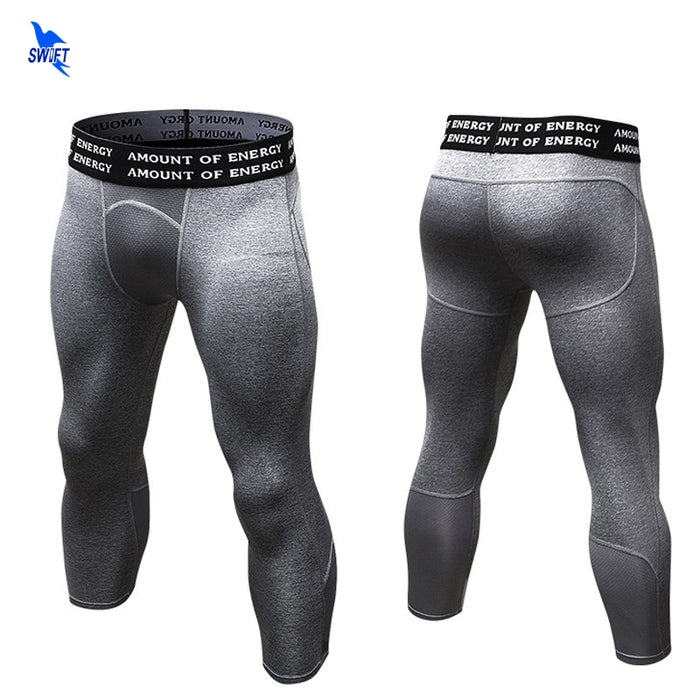 2020 Running 3/4 Compression Pants Men Athletic Fitness Training Clothing Men's Tights Trousers Quick Dry Sports Gym Leggings