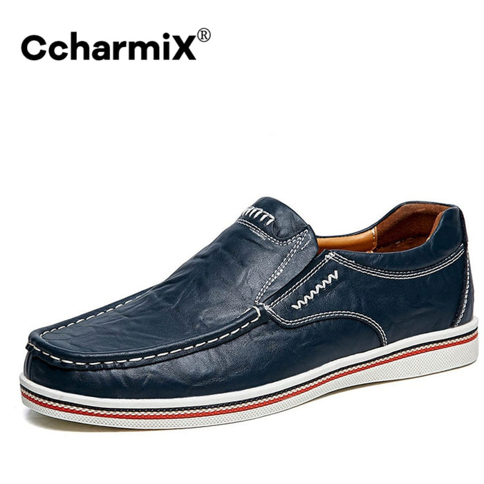 CcharmiX Brand Minimalist Design Split Leather Men Dress Shoes Hot Sell Mens British Style Boat Shoes Big Size Driving Man Flats