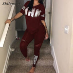Casual 2 peça define feminino rosa conjunto de fatos de treino letra impressão plus size sweatsuit 3xl topo ans calças magras de duas peças sportsuits
