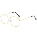Vintage Oversized Square Glasses Frame Women Men Stylish Metal Clear Lens Eyeglasses Ladies Black Gold Silver Optical Spectacles