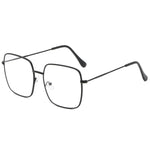 Vintage Oversized Square Glasses Frame Women Men Stylish Metal Clear Lens Eyeglasses Ladies Black Gold Silver Optical Spectacles