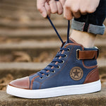 Brand Canvas Shoes Men Classic High Tops Sneakers Leather Lace Up Youth Outdoor Non-slip Male Athletic Walking Running Shoes