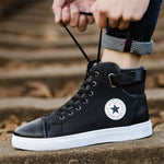 Brand Canvas Shoes Men Classic High Tops Sneakers Leather Lace Up Youth Outdoor Non-slip Male Athletic Walking Running Shoes