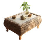 Handmade Rattan Tea Coffee Table With Storage Japanese Balcony Bay Window Learning Study Table For Living Room Furniture Tatami