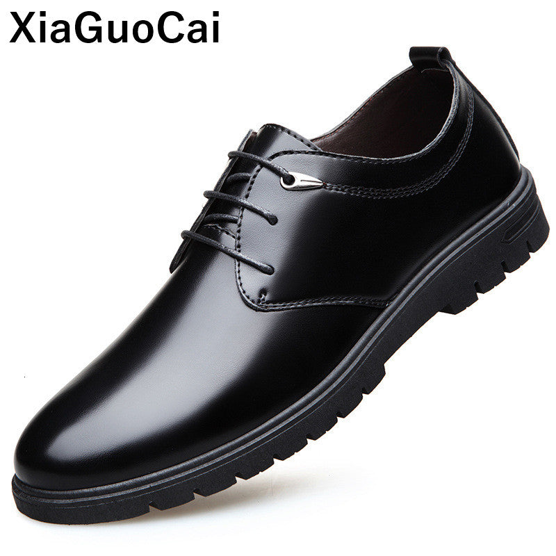 British Men Dress Shoes Spring Autumn Male Leather Flats Business Casual Mans Footwear Round Toe Lace Up Derby Shoes With Fur