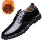 British Men Dress Shoes Spring Autumn Male Leather Flats Business Casual Mans Footwear Round Toe Lace Up Derby Shoes With Fur