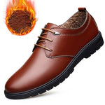 British Men Dress Shoes Spring Autumn Male Leather Flats Business Casual Mans Footwear Round Toe Lace Up Derby Shoes With Fur