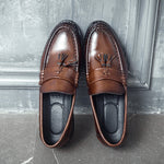 Men Dress Shoes Handmade Brogue Style Paty Leather Wedding Shoes Men Flats Leather Oxfords Formal Shoes