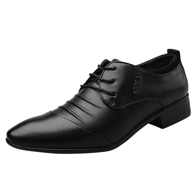 New British Men's Slip On Split Leather Pointed White Toe Men Dress Shoes Business Wedding Oxfords Formal Shoes For Male 38-48