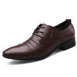 New British Men's Slip On Split Leather Pointed White Toe Men Dress Shoes Business Wedding Oxfords Formal Shoes For Male 38-48