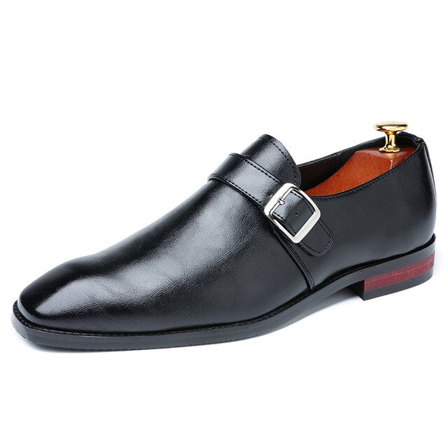 2020 Men Dress Shoes Designer Business Office Buckle Loafers Casual Oxfords Shoes Men's Flat Party Leather Shoes